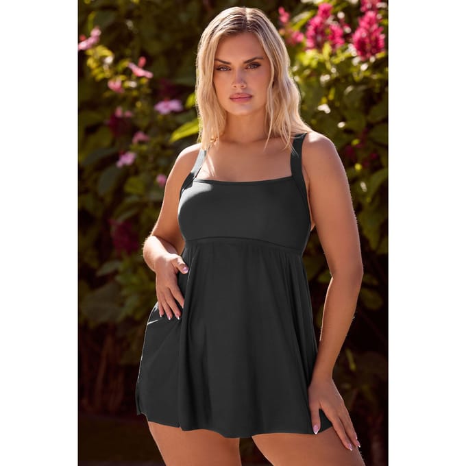 Yours Zwarte Zwemjurk Met Buikcontrole Size 48