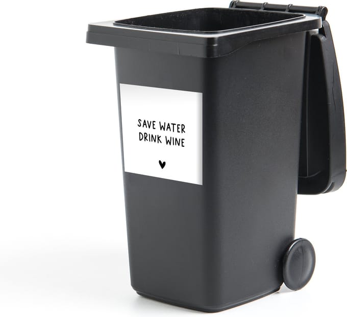 Container sticker Engelse quote Save water drink wine met een hartje - 40x40 cm - Kliko sticker