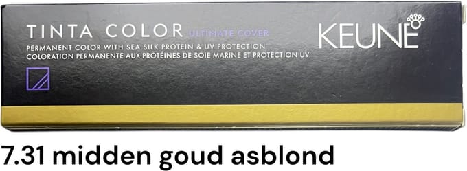 Keune, Tinta Color Ultimate Cover, Permanente Haarkleur, 7.31 Medium Goud Asblond, 60 ml