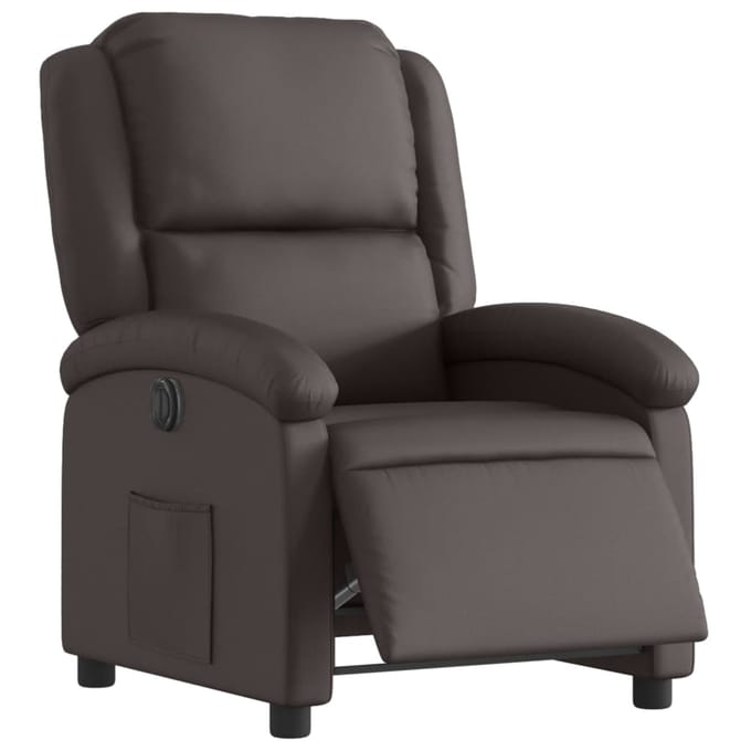 vidaXL - Fauteuil - verstelbaar - elektrisch - echt - leer - donkerbruin