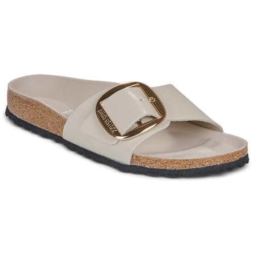 Madrid Big Buckle Natural Leather Patent High-Shine Oyster