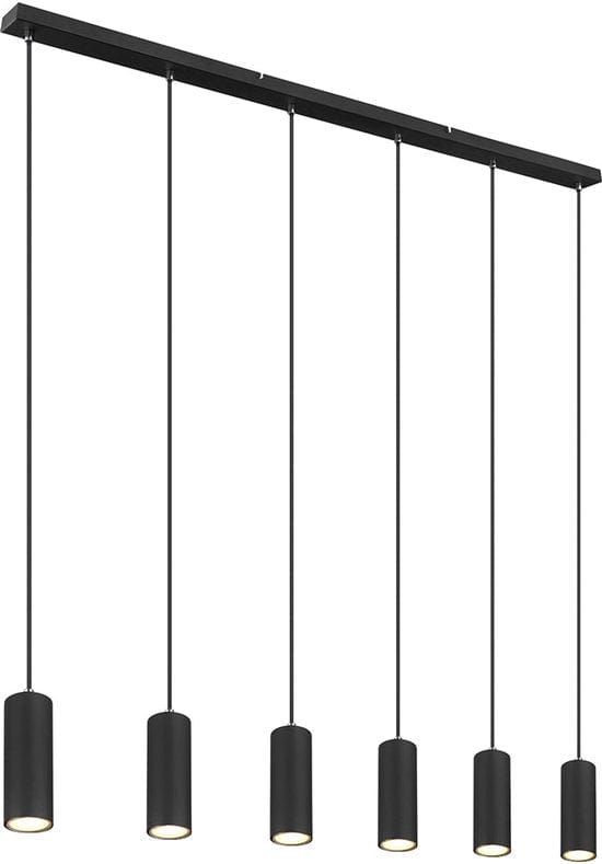 Globo - hanglamp - Robby - zwart - metaal - grote eettafellamp - GU10 - 57911-6HB