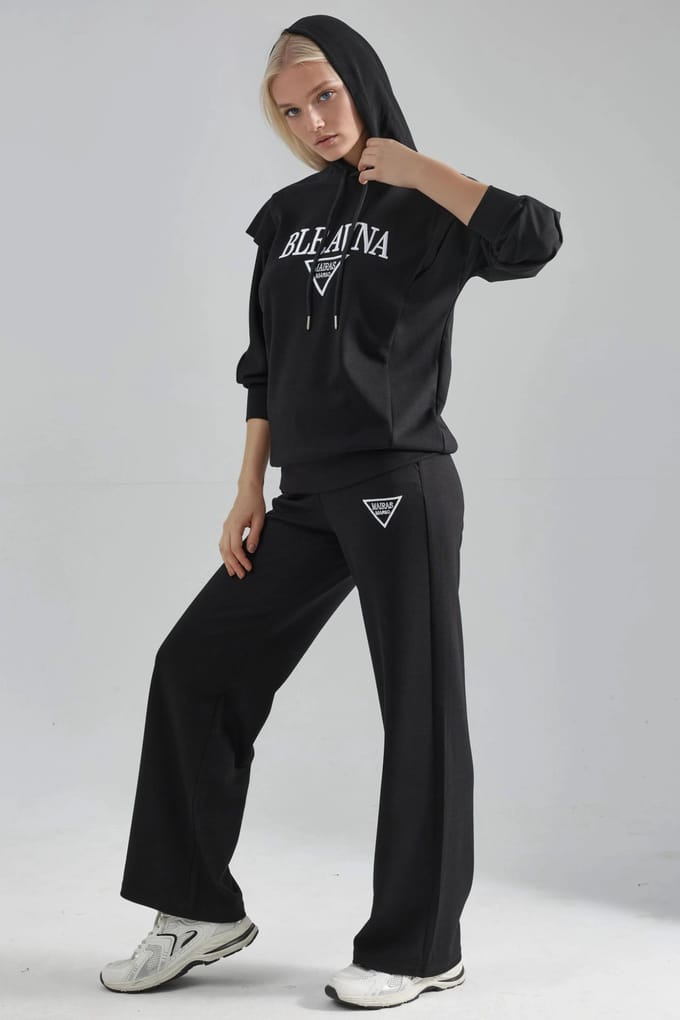 Modal Touch Geborduurde Hoodie Tweedelige Set