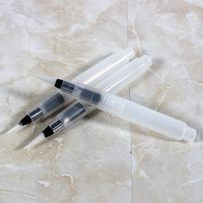 3 stuks Water Inkt Penseelpen voor Aquarel Kalligrafie Schilderij Gereedschapsset gray