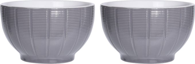 Excellent Houseware Soepkommen/serveer schaaltjes - 2x - Venice- keramiek - D14 x H8 cm - steengrijs
