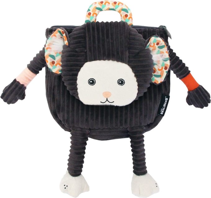 Les Deglingos Rugzak Aap Grijs 25 Cm