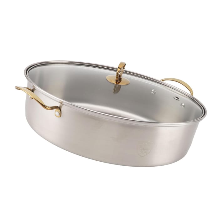 Cuit-vapeur à poisson en acier inoxydable 304 simple couche épaissi ovale multi-usage avec grille L gray