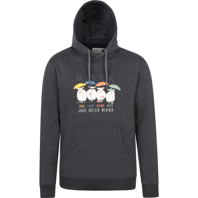 Mountain Warehouse Heren Great British Weather Overhead Hoodie (Charcoal)