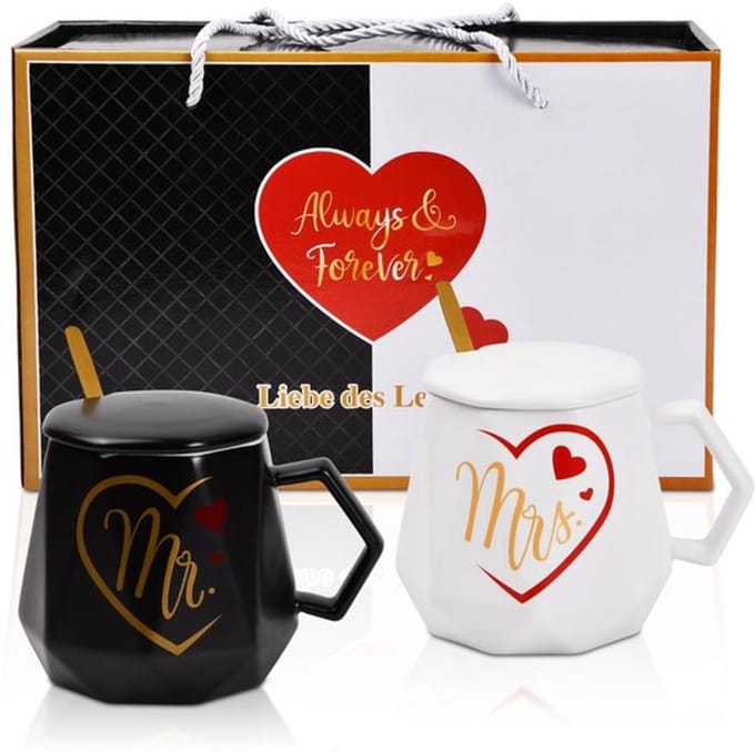 Allecto - keramische bekerset voor koppels - bruiloft cadeau - 400 ml