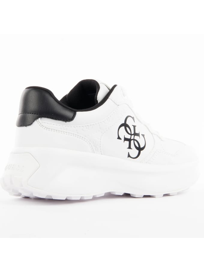 Printed Lace-Up Sneakers with Polyurethane Composition Wo - White