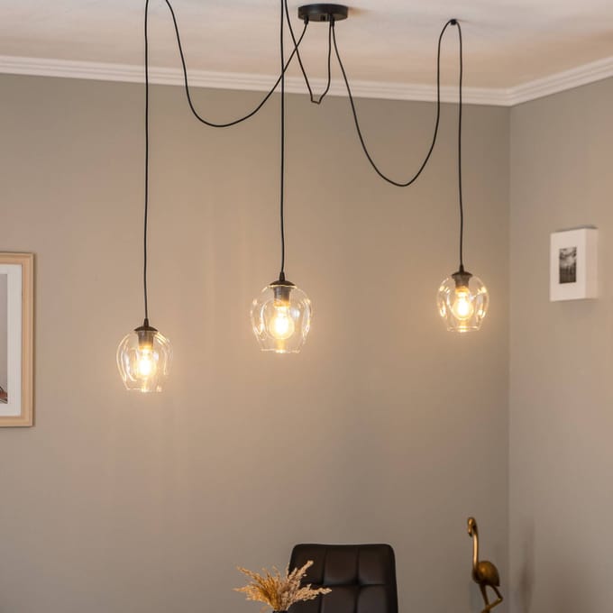 EMIBIG LIGHTING Hanglamp Starla, decentraal, 3-lamps, helder, glas, E27