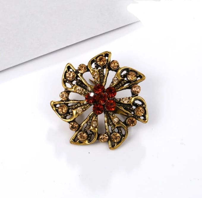 Zelto-Bloem-Broche-Oranje-Broche Boetiek