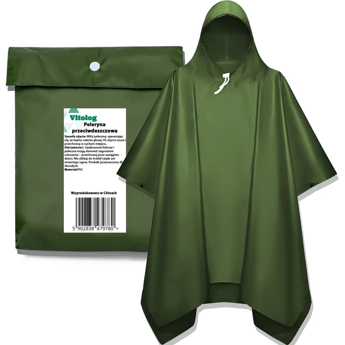 Vitolog Regenjas voor heren en dames, waterdichte poncho Zilver