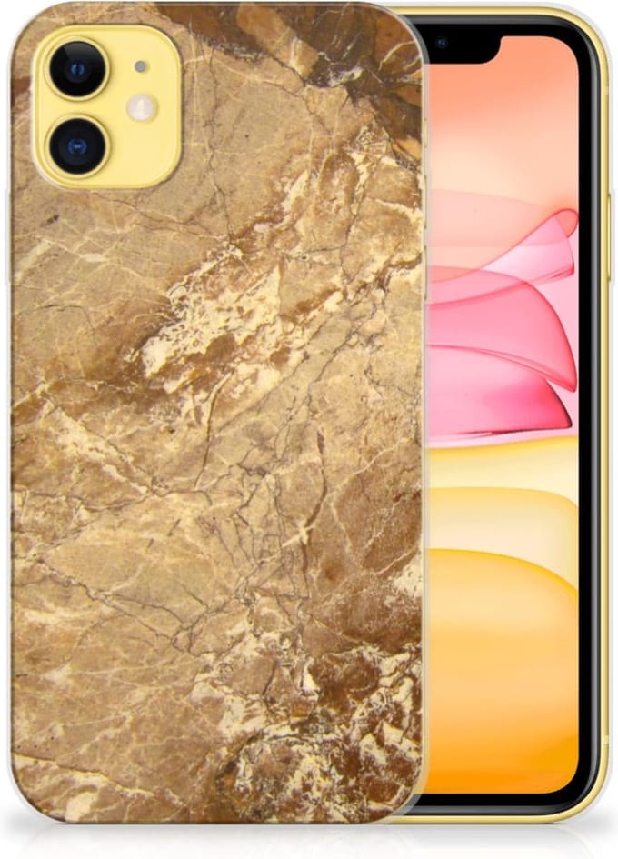Apple iPhone 11 TPU Siliconen Hoesje Marmer Creme