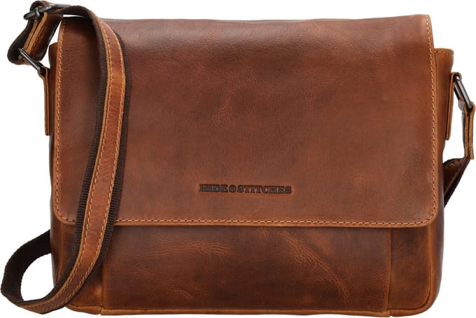 Hide & Stitches Japura Crossbody Schoudertas 100% Leder - Leren Dames Tas - Cognac