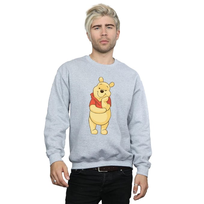 Disney Heren Winnie De Poeh Schattig Sweatshirt (Sportgrijs)