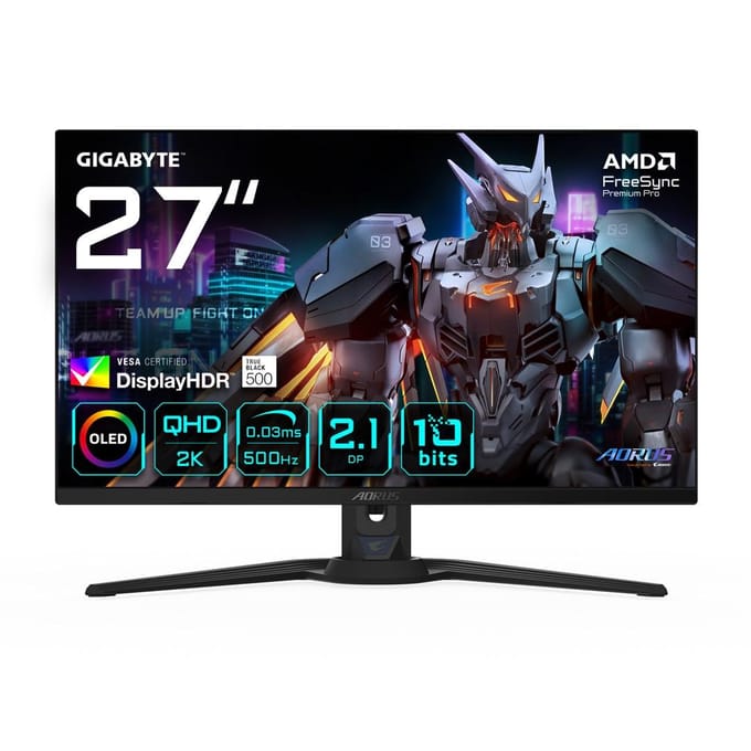 Gigabyte FO27Q5P Gaming monitor Energielabel G (A - G) 68.6 cm (27 inch) 2560 x 1440 Pixel 16:9 0.03 ms HDMI, DisplayPort 2.1, DisplayPort,...