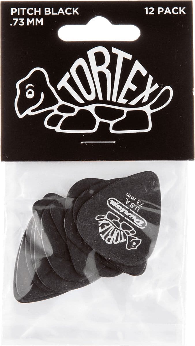 Jim Dunlop Tortex Pitch Black - Plectrums - 0,73 mm - Player's Pack 12 Stuks