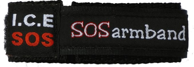 ICE SOS armband zwart LARGE (vanaf 12 jaar en ouder) IDSOLUTION