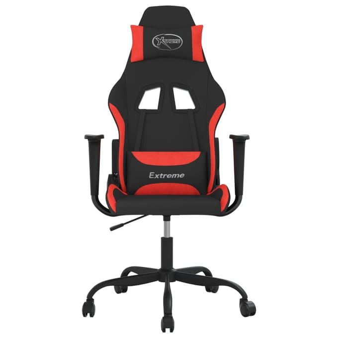 vidaXL - Massage - gamestoel - stof - zwart - en - rood