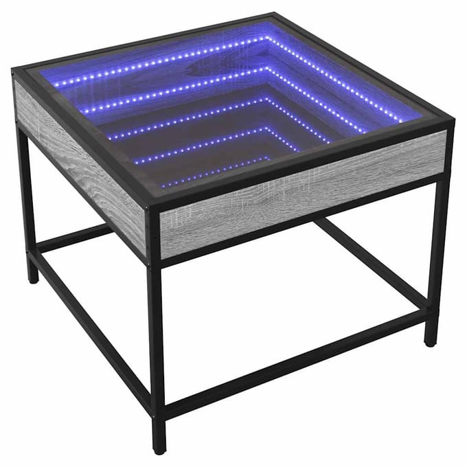 vidaXL Salontafel met Infinity LED 50x50x41 cm grijs sonoma eikenkleur