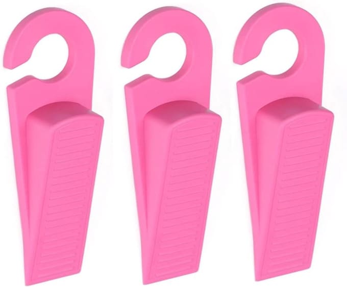 Deur Wiggen - Deurstop Set - Veilig Huis - Anti Slip Basis - 3 Stuks 13cm - Roze
