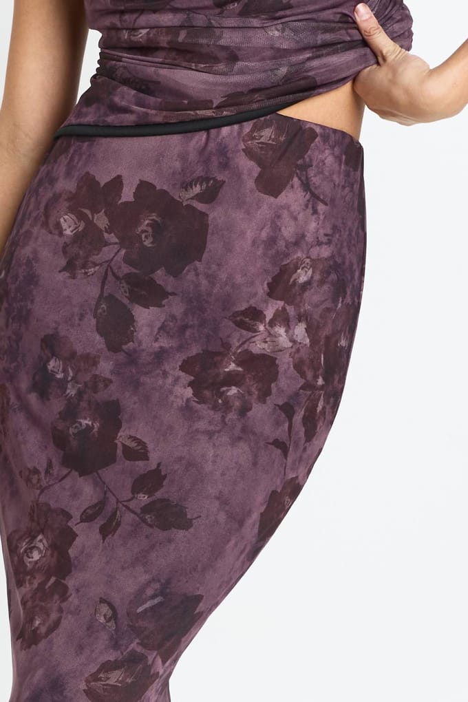 boohoo Dames Maxirok met bloemenprint in mesh | Pink | Maat: 8