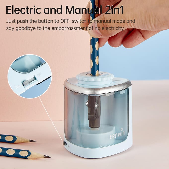 Tenwin taille-crayon électrique Portable alimenté par batterie pour Support de crayon 68mm Mode manuel pour rose
