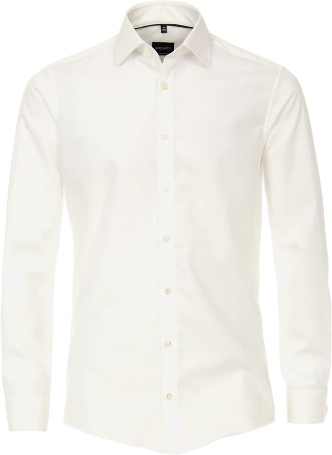 VENTI modern fit overhemd - popeline - beige met dubbele manchet - Strijkvrij - Boordmaat: 42