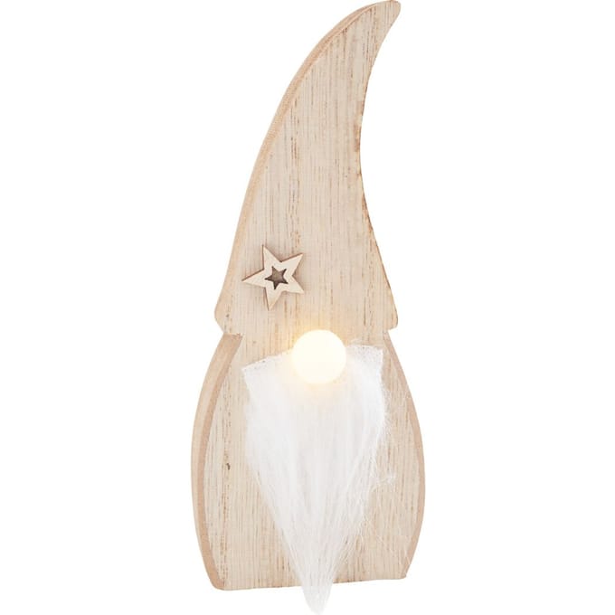 VBS Houten kabouter met LED neus - 15 cm