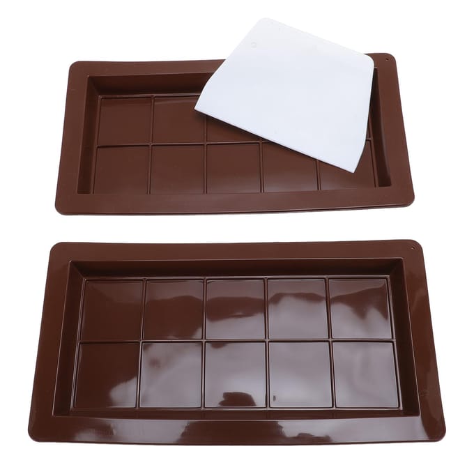 2 stuks Chocoladereep Sjabloon Wasbaar Herbruikbaar Siliconen Chocolademaker met Zakjes en Schraper voor black