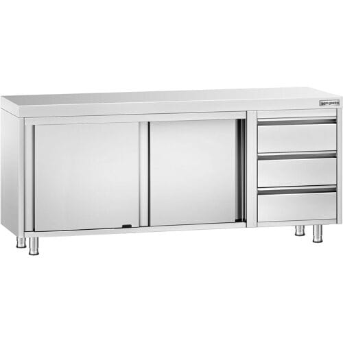 GGM Gastro Edelstahl Arbeitsschrank PREMIUM - 2000x600mm - mit 3 Schubladen rechts