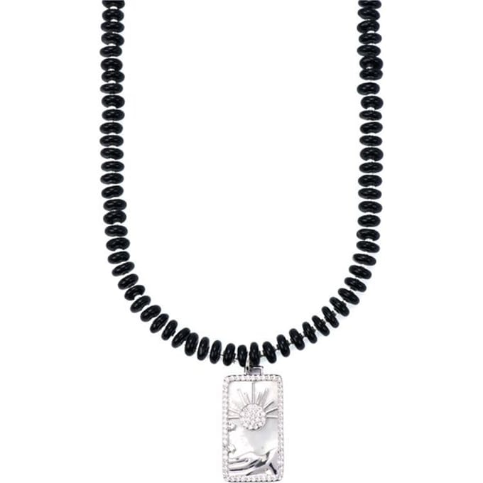 Collier - LUXENTER - Laha - Argent sterling 925 - Agate noire - Finition rhodium black