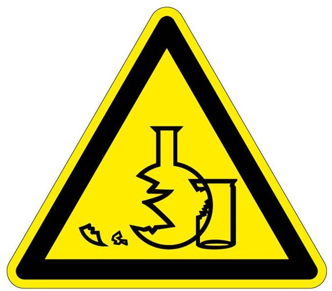 Waarschuwingssticker glasgevaar 100 mm