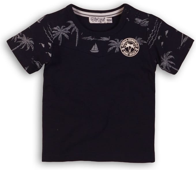 Dirkje - Jongens - Donkerblauw t-shirt palmbomen - Maat 56