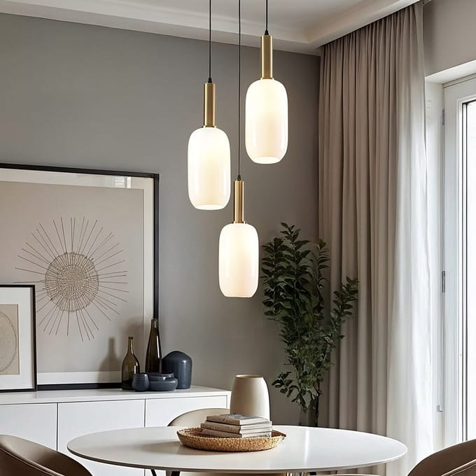 LumenXL Hanglamp Dayley - melkwit glas, 3-lichts