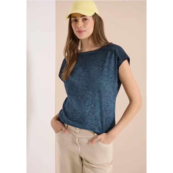 Shirt met boothals in garment-dye look