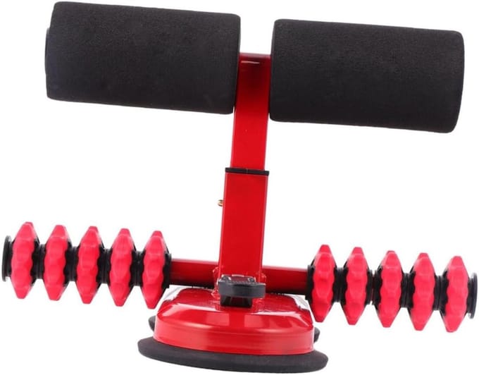 Buiktrainingsmachine - Sit-up assist - Thuis sporten - Sterke zuignap - 918 Gram - Rood