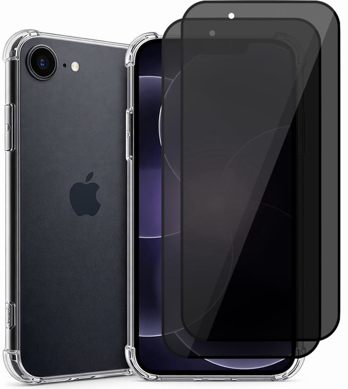 Hoesje geschikt voor iPhone 17e - 2x Privacy Screenprotector Volledig Dekkend Glas - Shockproof Transparant