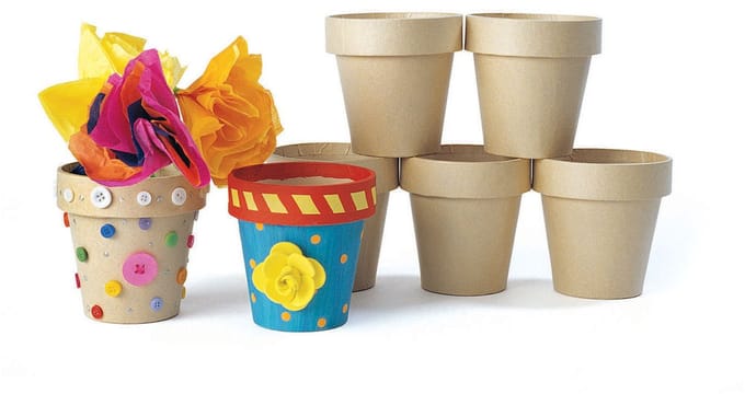 Colorations bloempot knutselset papier-mache - creatieve hobbyset 10 stuks.
