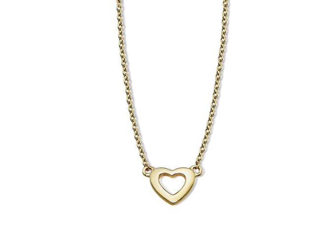 Ketting Hartje Open Zilver Gold-Plated XN001G 42-45cm