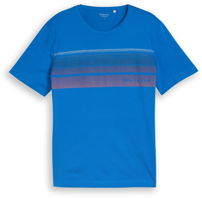 Tom Tailor - T-shirt met print op de borst - Maat M - surf blue