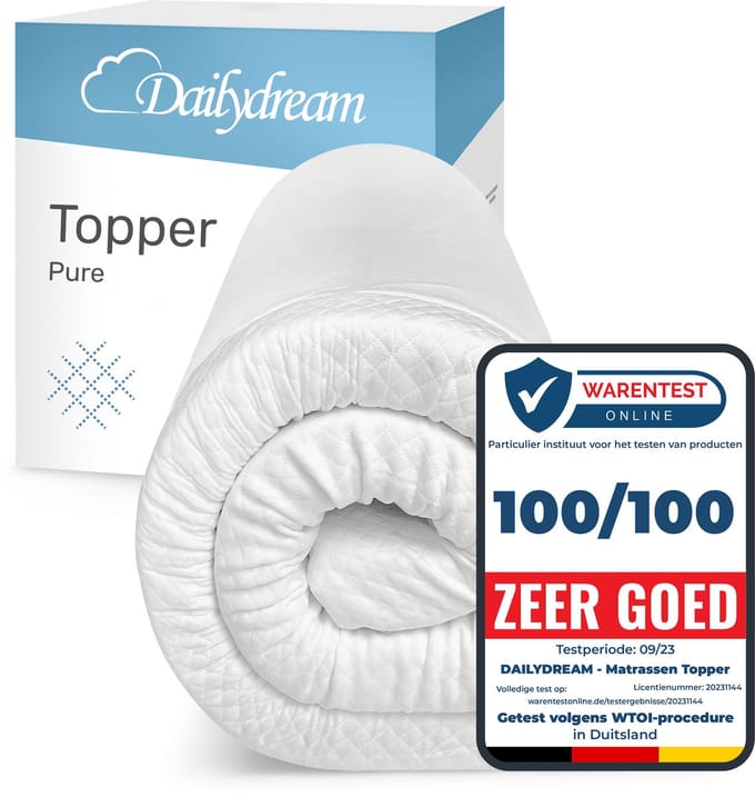 Dailydream - Topper - Matrastopper - 90x200cm - Memory Foam - 7cm dik - Model Pure L - traagschuim
