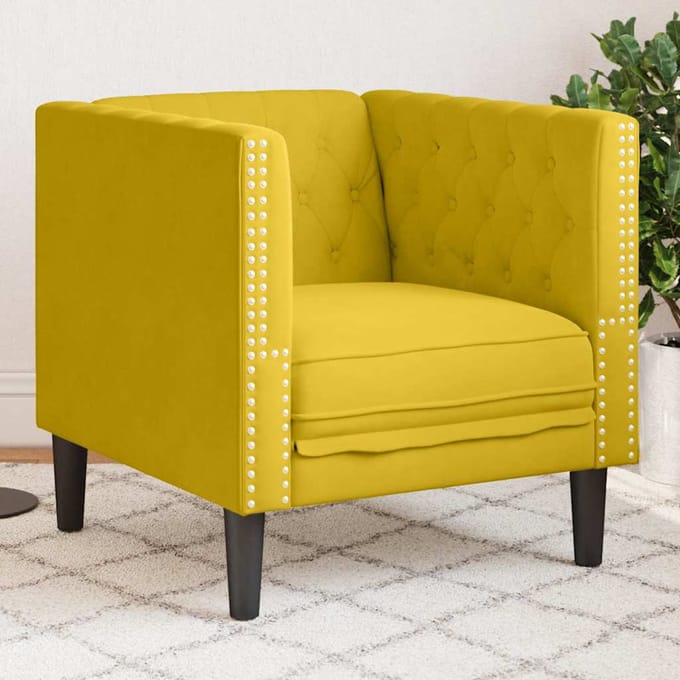vidaXL - Fauteuil - Chesterfield-stijl - fluweel - geel