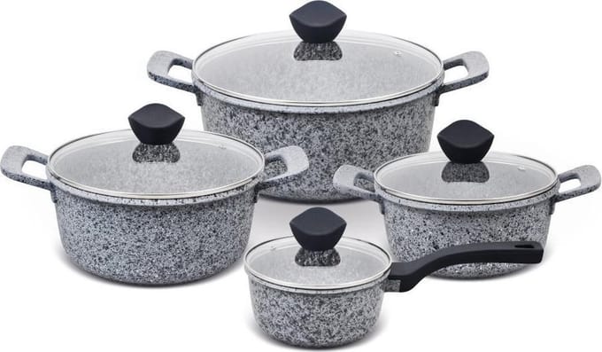 Promis Granite - Pannenset - 8 Delig - Inductie - Ovenbestendig