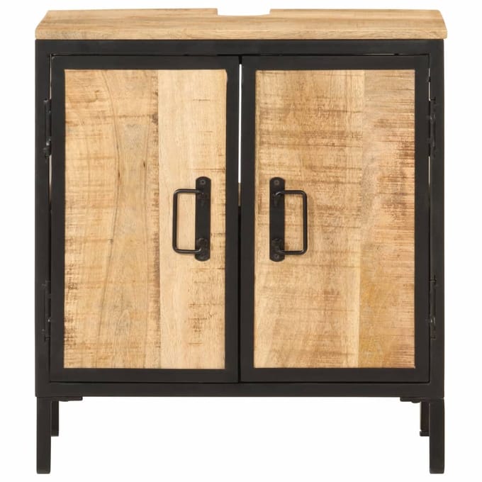 vidaXL - Wastafelkast - 55x35x60 - cm - massief - mangohout - en - ijzer