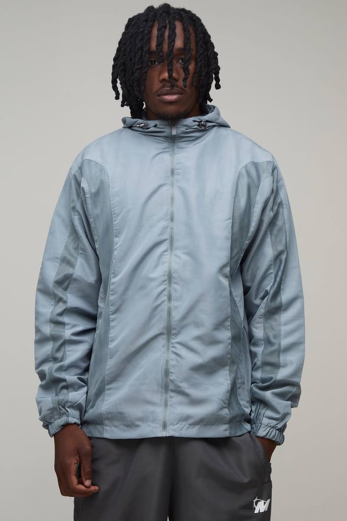 Tall Regular Fit Tonal Colour Block M Star Hooded Jacket | Grey | Size Medium