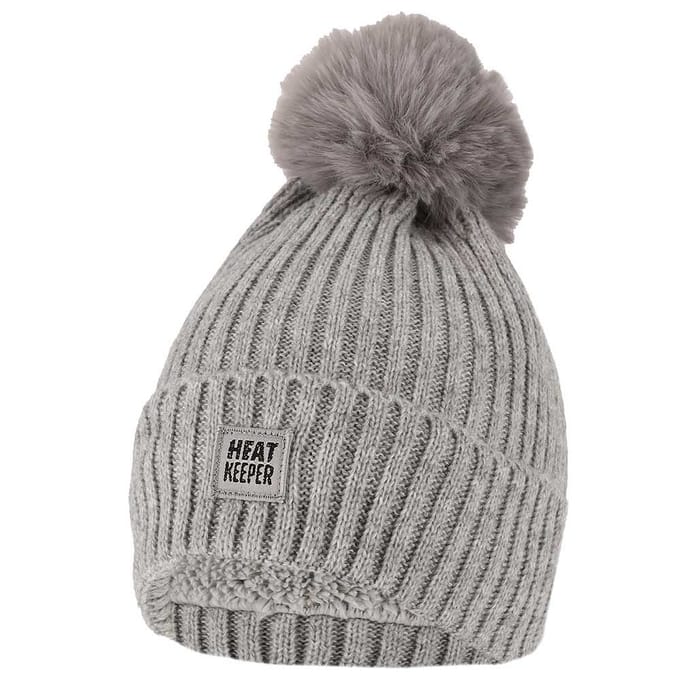 Heatkeeper - Thermo muts + pompon dames - Grijs - Onesize