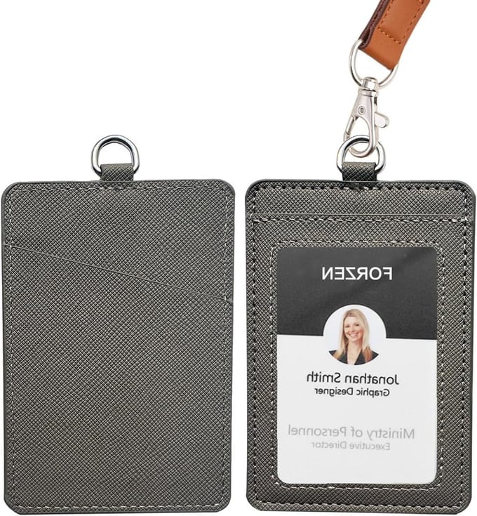 Badgehouder - Kaarthouder - Kantoor ID - Afneembaar - 11 x 8 cm - Grijs