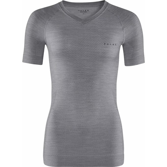 FALKE Wool-Tech Light V Neck sneldrogend wol functioneel functioneel shirt met korte mouwen dames grijs - maat XS
